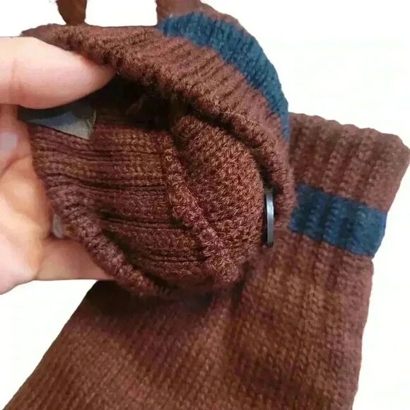 Muk Luks Men's Ox Blood/Navy Acrylic Knit Gloves NEW - Picture 3 of 8